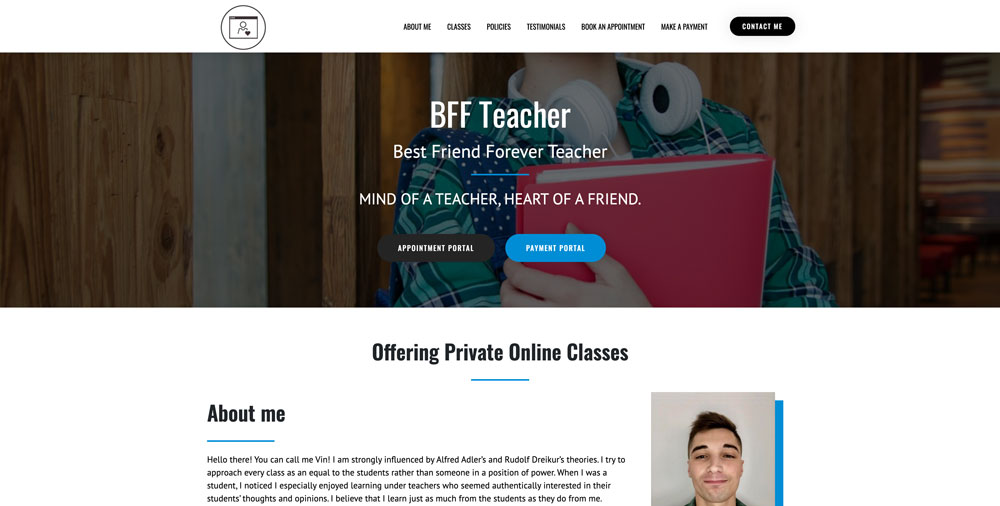 New BFF Teacher Website Homepage