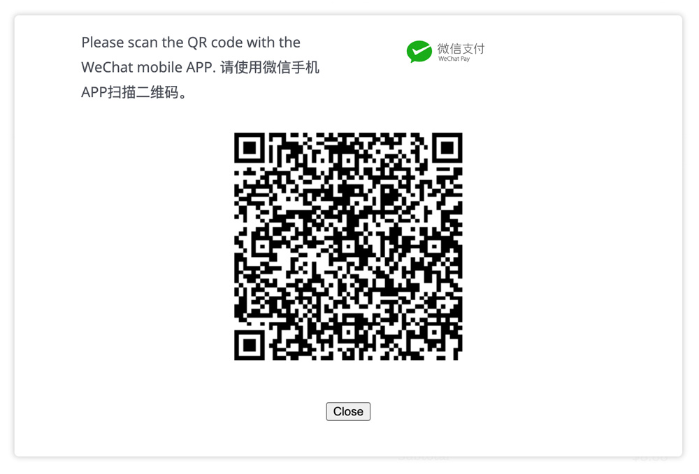 WooCommerce Modal Popup Checkout Showing QR code